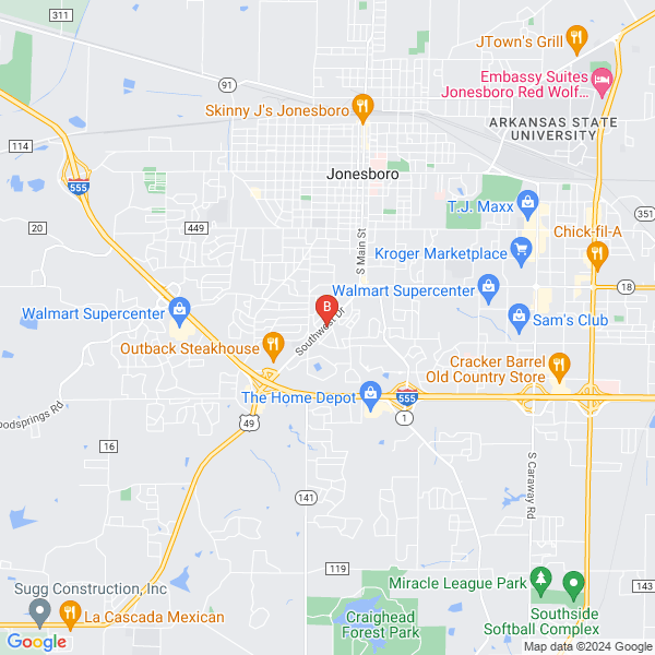 Elevated Esthetics location map: 509 Southwest Dr. Suite A, Jonesboro, AR